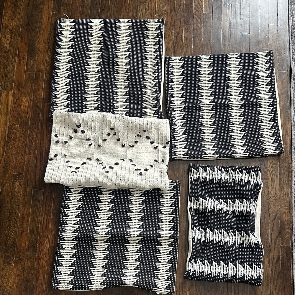 3 pillow case lot. Zippers. Thick nubby front